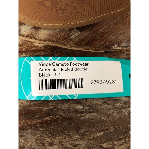 Vince Camuto Amenala Booties High Heeled Ankle Leather Fringe Black NWT Size 6.5 - Picture 4 of 6